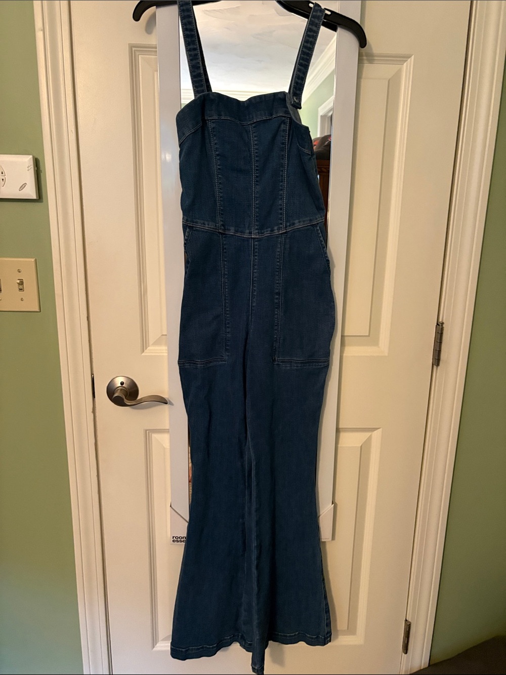 Hollister Dark Indigo Denim Wide-Leg Strap Overalls